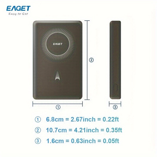 EAGET Magnetic Portable Charger, 10000mAh 22.5W PD Fast Charging, USB-C Power Bank Compatible With IPhone 15/14/13/12 Pro/Mini/Pro Max, For AirPods ( Black )
