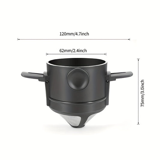Taza de filtro de café portátil de acero inoxidable: reutilizable, diseño plegable para facilitar la limpieza y el almacenamiento, ideal para uso en la cocina doméstica.