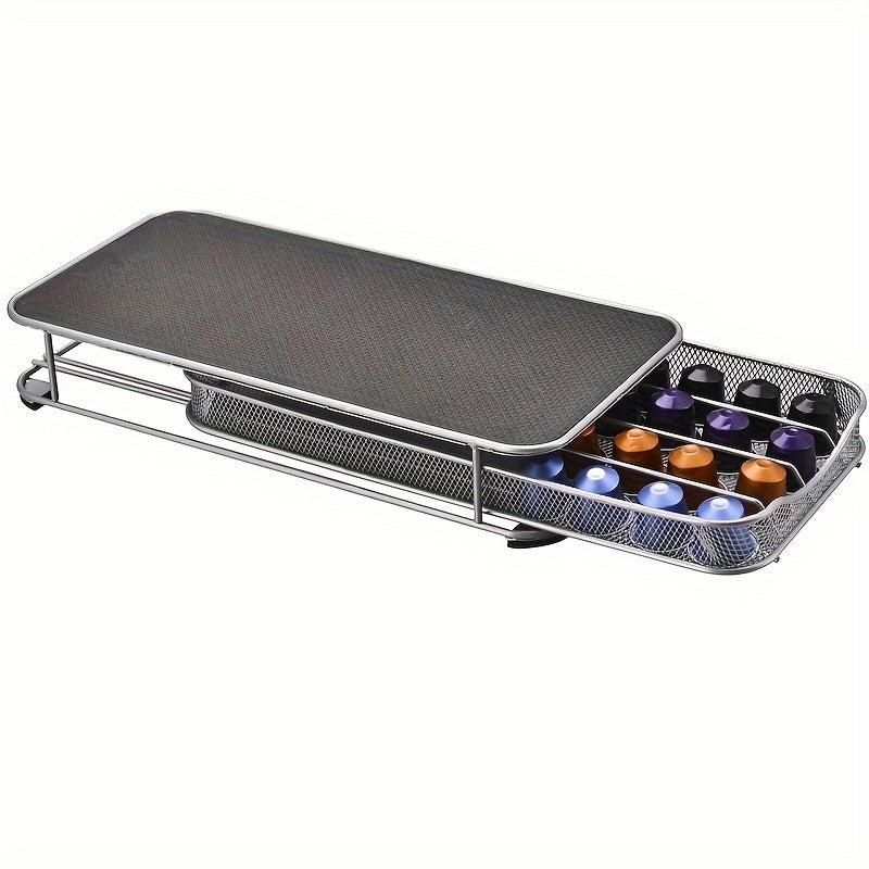 1pc, Iron Coffee Capsule Storage Box, 40-Capsule Capacity, European Style, Nespresso Compatible, Kitchen and Coffee Machine Accessory Drawer, Home and Restaurant Use