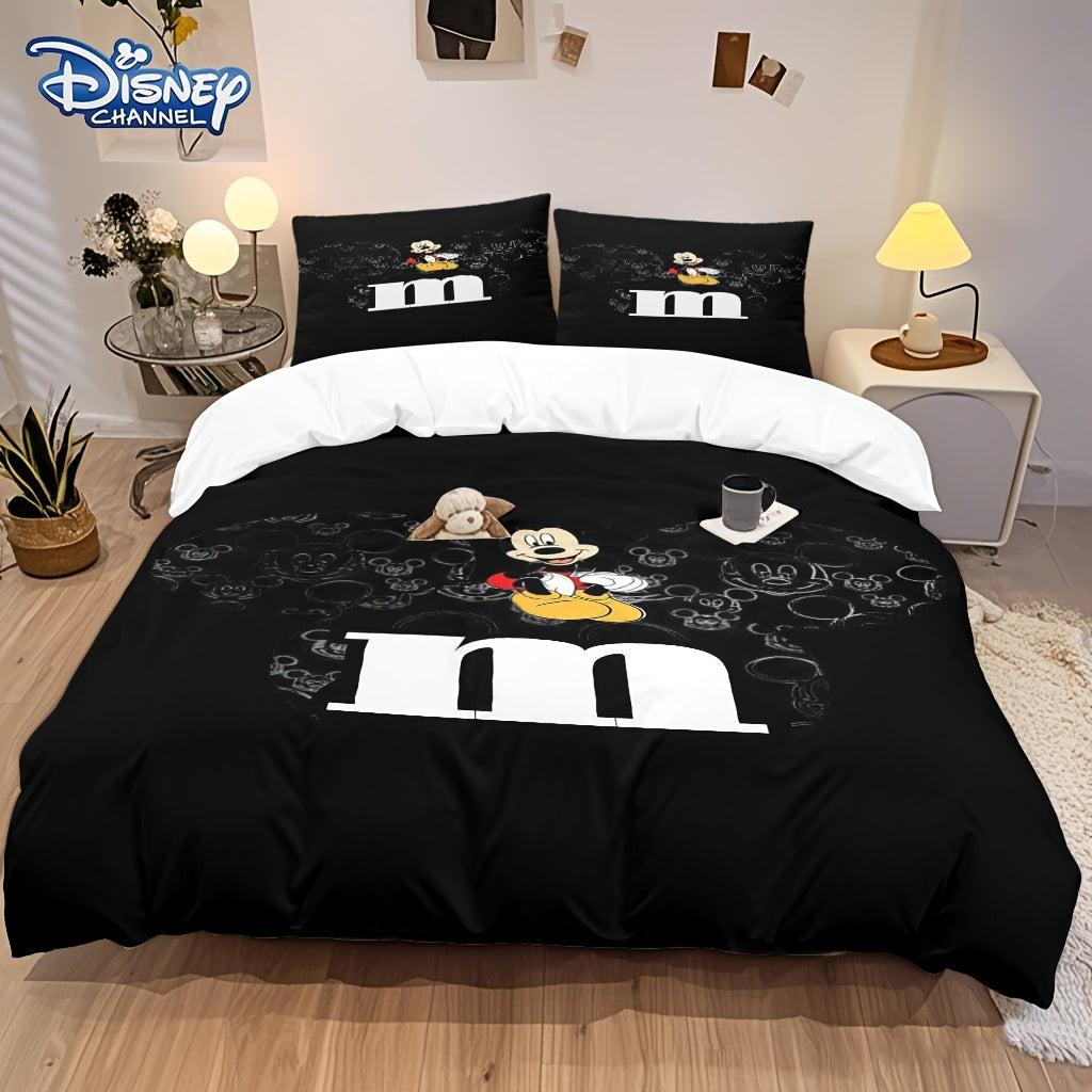 Disney Has Been Authorized Cartoon Character Bedding Set -3pcs Knitted Polyester Design, Lightweight 3D Printing, Duvet Cover And Pillowcase, Suitable for Gift Giving
