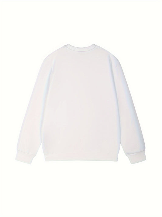 Sudadera informal de cuello redondo con estampado de mariposa y letras, jersey de manga larga con ligero estiramiento para mujer, top holgado de punto para otoño/invierno.