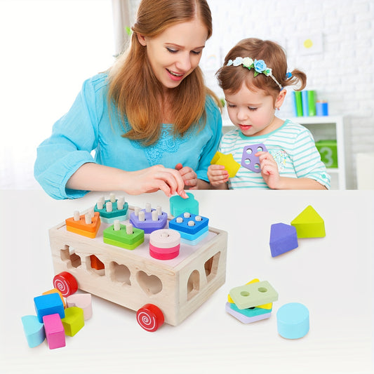 MUWANZI - Juguete de madera para clasificar formas con bloques a juego - Juego de rompecabezas de educación temprana para niños - Regalo de Navidad, Halloween y fiestas