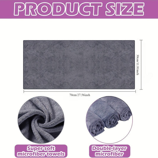 5-Pack Super Absorbent Polyester Cleaning Towels, Thick Non-Shedding Household & Car Wash Cloths, Multipurpose Wet Floor Warning Sign Included