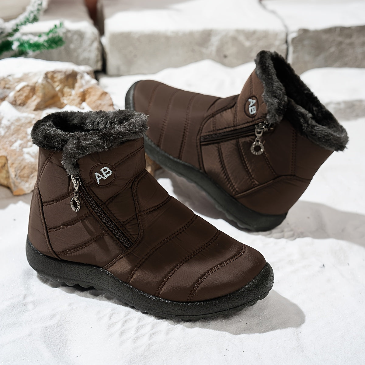 Nuevas botas de nieve cálidas de invierno para mujer, botas cálidas impermeables con cremallera lateral para mujer, botas de nieve para mujer