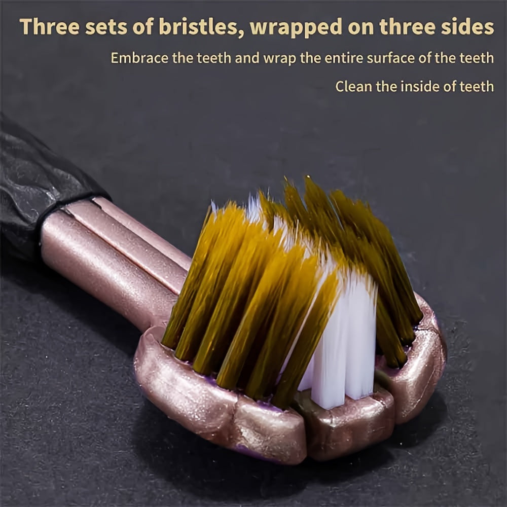 5pcs Ultra-Soft Triple-Sided Adult Toothbrushes - Hypoallergenic, Formaldehyde-Free with Nylon Bristles for Deep Cleaning & Fresh Breath, Ergonomic Design in Vibrant Colors