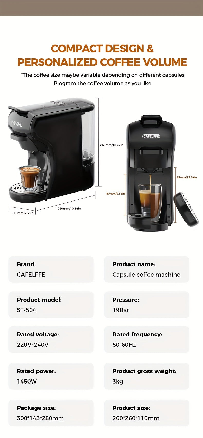 Cafetera de cápsulas 3 en 1 CAFELFFE, control de temperatura (caliente/frío), calentamiento, compatible con Dolce Gusto y café molido, cafetera automática para la cocina del hogar, gran regalo para Halloween, Navidad o Año Nuevo