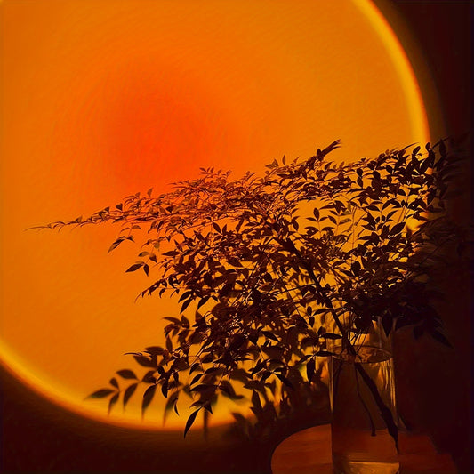 1pc Sunset Light Projector, Sunset Lamp Projection, USB Night Light, Romantic Floor Lamps For Bedroom Living Room Decors, Rainbow Projection Lamp For Photo Background Romantic Gifts For Home Decor Living Room, Halloween, Chri