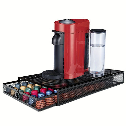 Cajón portacápsulas Originaline para almacenar cápsulas de café con cristal para armario. Estante para cápsulas Originaline para mostrador (42/72 cápsulas), organizador de escritorio y cajón para el hogar.