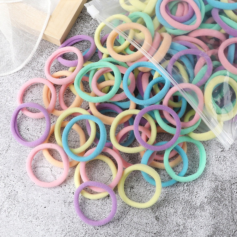 Juego de 50 bandas elásticas para el pelo para mujer, de 4 cm, de colores lisos y sencillos, accesorios para el cabello, coleteros.
