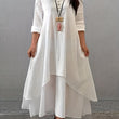 Plus Size Solid Layered Hem Dress, Casual Long Sleeve Dress For Spring &amp; Fall, Women's Plus Size Clothing
