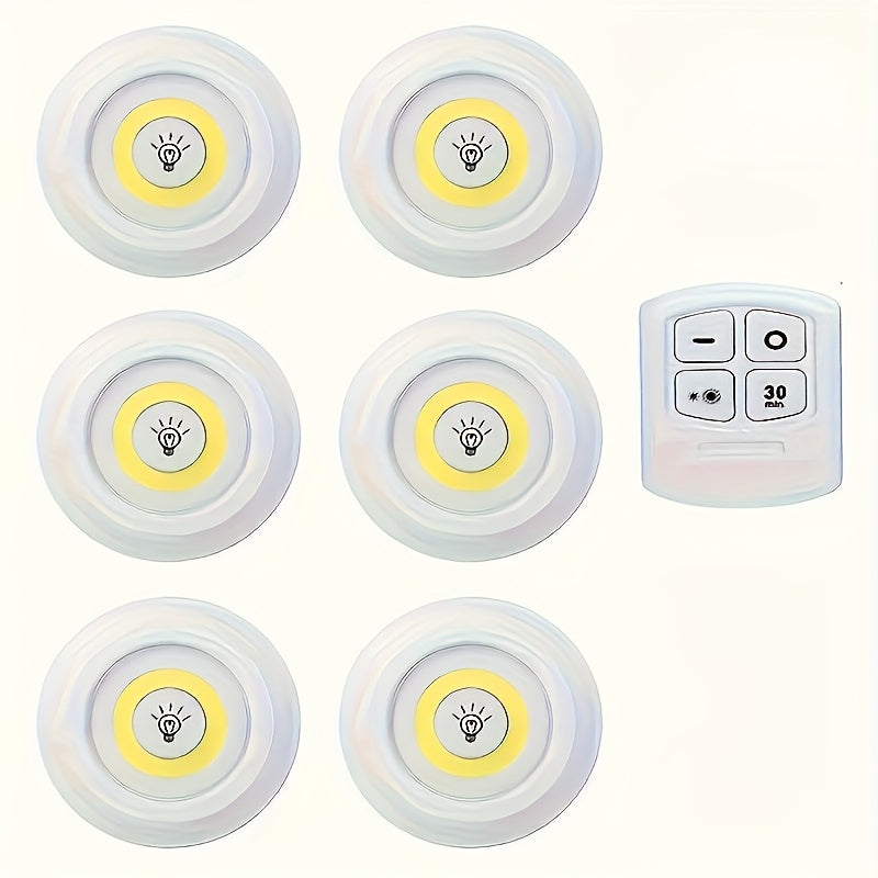 Dimmable LED Under Cabinet Lighting Kit with Remote Control - 6500K Cool White Light, Battery-Powered, Perfect for Closets & Kitchens (Batteries Not Included)