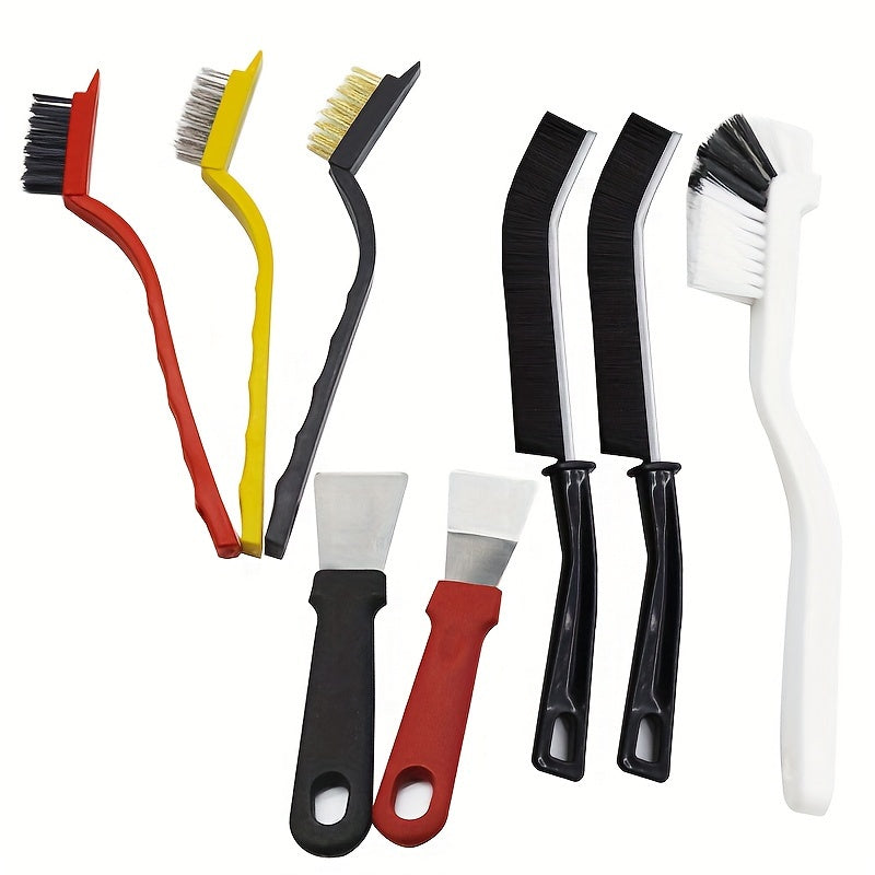 8pcs Multi-Function Cleaning Brush Set - Durable Stainless Steel & Plastic Tools for Kitchen, Bathroom, and Outdoor Use - Includes Stove, Range Hood, Refrigerator Gap, Cup, and Lobster Brushes