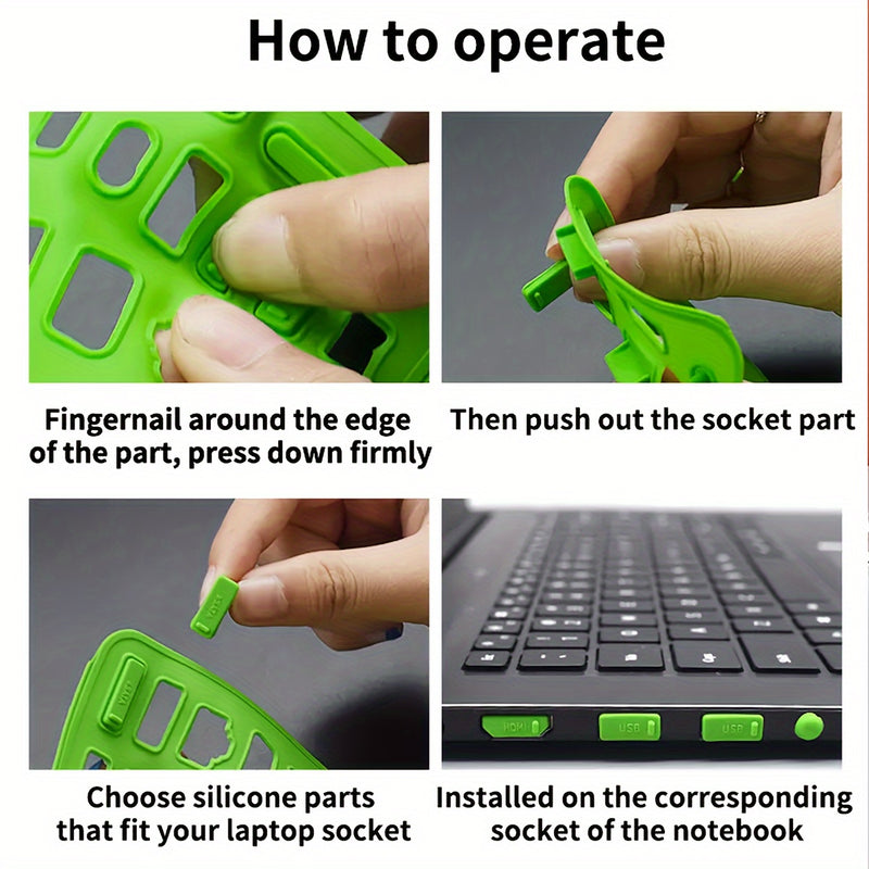 16pcs Silicone Dust Plug Set for Laptops - USB Port Covers &amp; Accessories