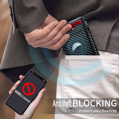 Men's Sleek Magnetic Closure Wallet with AirTag Holder - RFID Blocking, PU Leather, Black