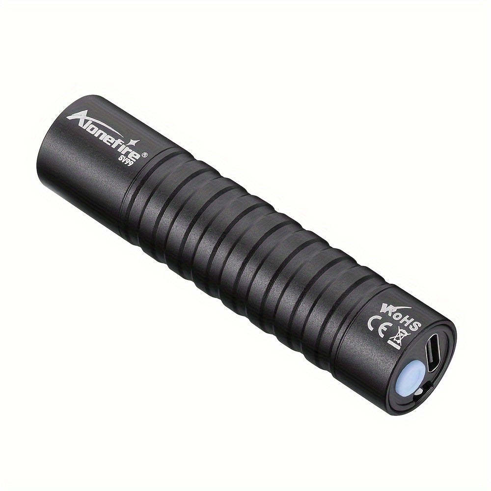 Mini linterna LED UV AloneFire: luz negra dual de 365 nm/395 nm, recargable por USB, linterna de bolsillo de alto brillo para tinta invisible, esmalte de uñas, manchas de mascotas y más.
