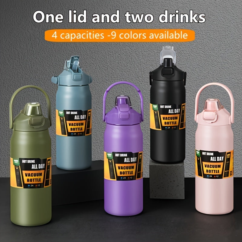 1pc, Large Vacuum Flask, 304 Stainless Steel Insulated Sports Water Bottles, Travel Thermal Cups, For Hot And Cold Beverages, Summer Winter Drinkware, Gifts