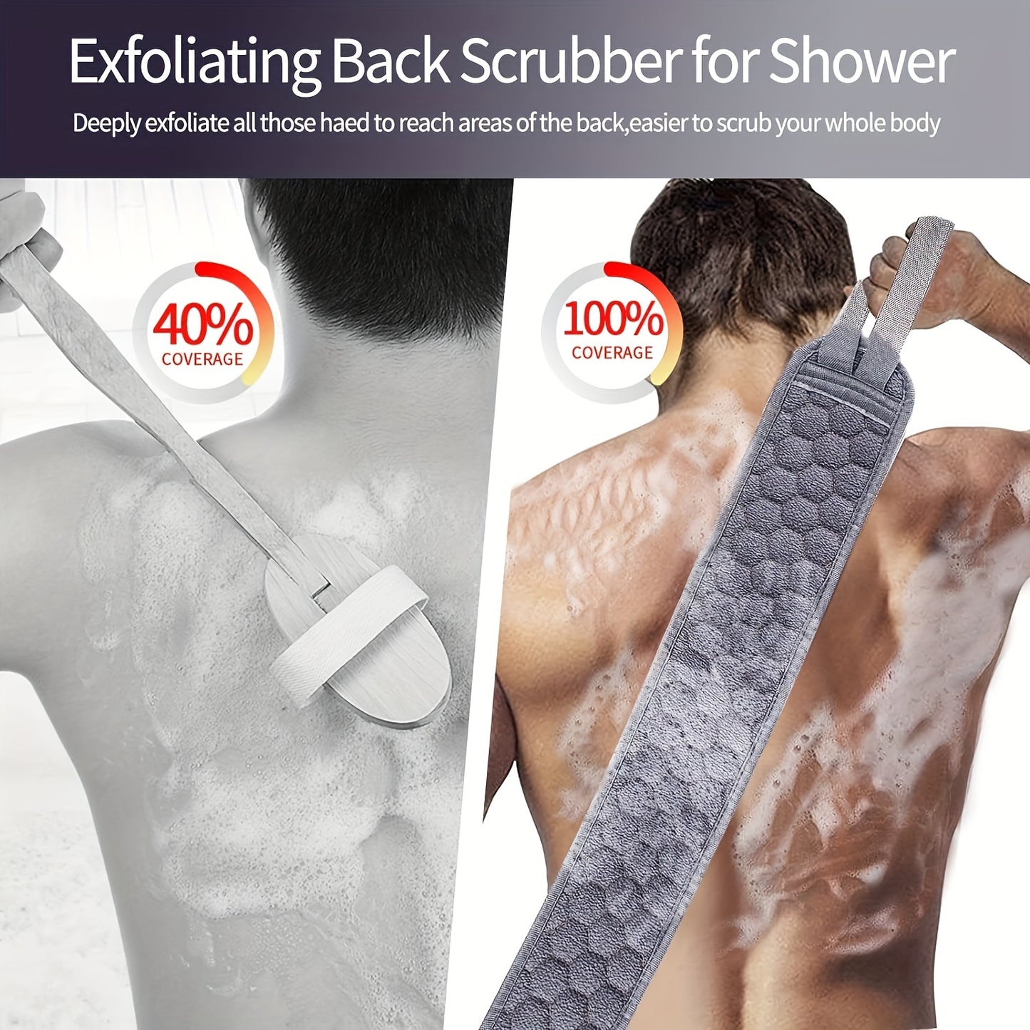 3pcs Back Scrubber Set, Exfoliating Bath Towel, Loofah Sponge, Bath Glove, Durable Body Scrubbers for Shower, Spa Massage