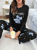 Girls' Autumn and Winter Cartoon Small Animals and Letters Cute 2-piece Home Clothes