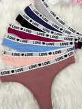 7pcs Letter Print Cotton Thongs, Sexy Comfy Breathable Stretchy Intimates Panties, Women's Lingerie &amp; Underwear