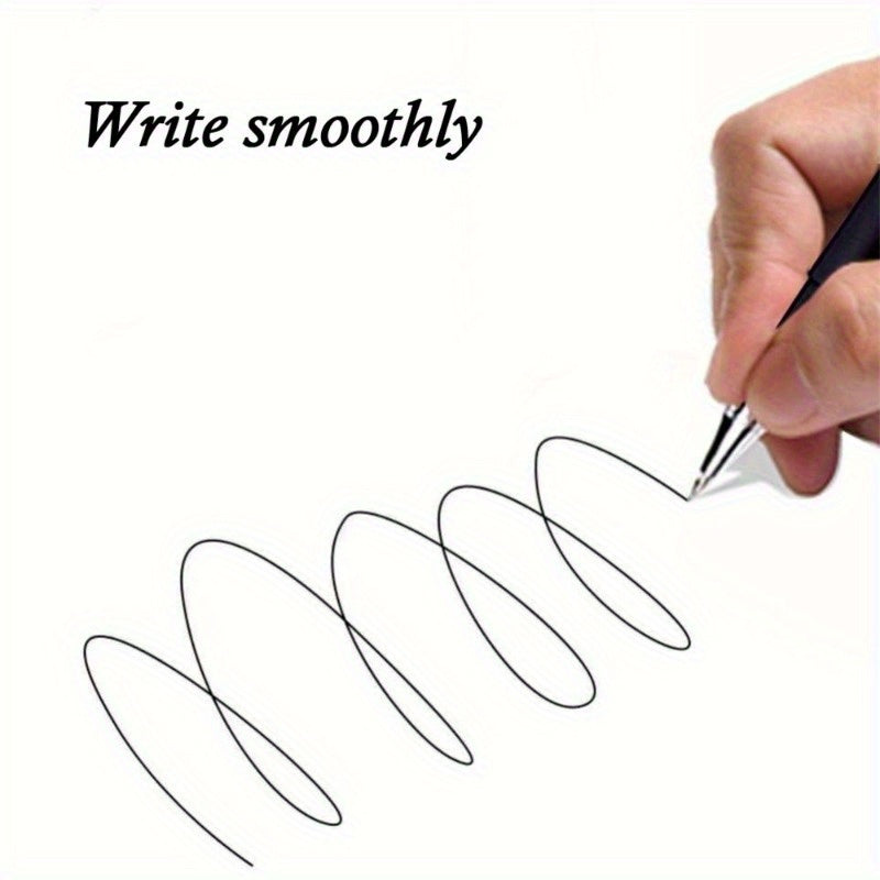 Bolígrafos negros de escritura suave de 0,5 mm: ideales para estudiantes y oficinas, firmas comerciales y exámenes. Bolígrafo redondo.