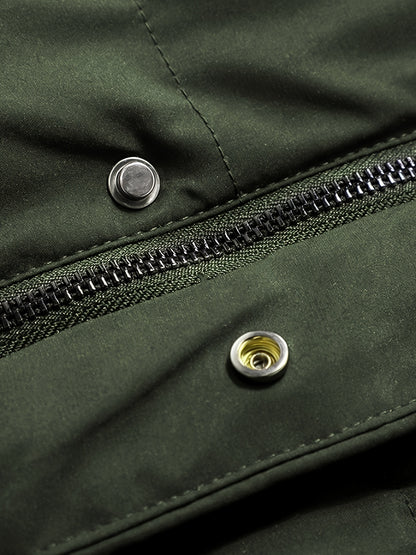 Men'S Solid Color Jacket, Comfy Warm Trendy Winter Cold-Proof Outwear As Gift