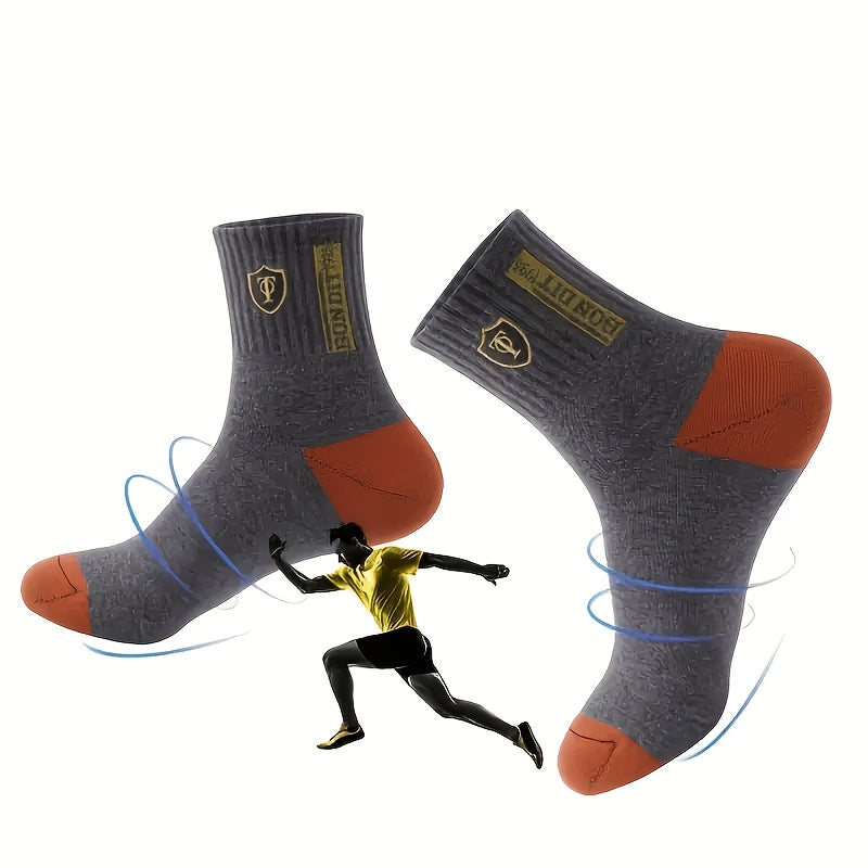 6 Pairs Men'S Thermal Crew Socks - 100%, Knit Fabric, Solid Color, Hand Wash Only - Breathable, Comfortable, Casual Fall/Winter Socks