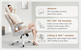 Ergonomic Beige Velvet Office Chair with Lumbar Support, Adjustable Armrests & Swivel Base - Comfortable Executive Desk Chair for Home, Study, or Bedroom