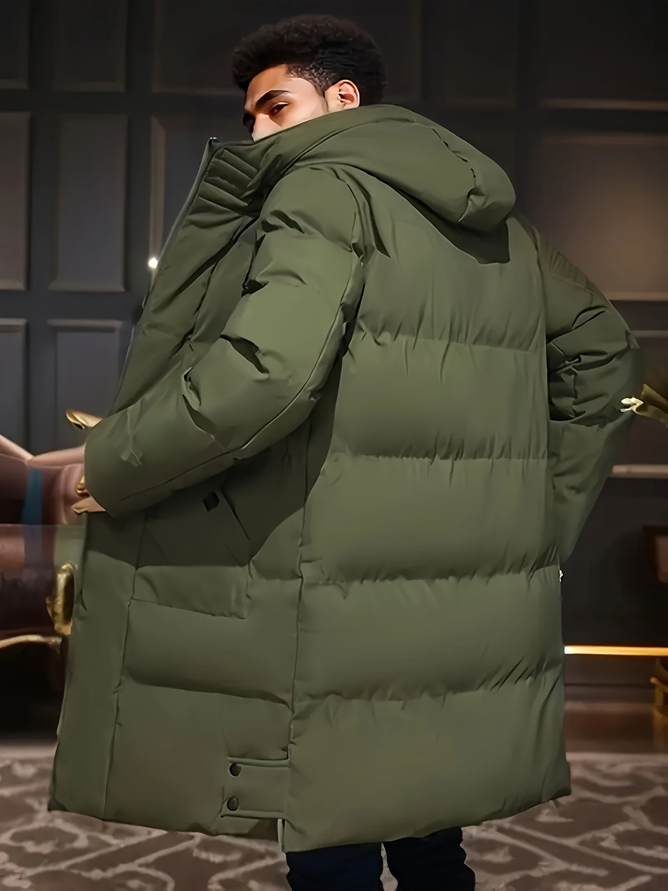 Men'S Solid Color Jacket, Comfy Warm Trendy Winter Cold-Proof Outwear As Gift