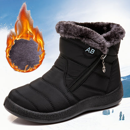 Nuevas botas de nieve cálidas de invierno para mujer, botas cálidas impermeables con cremallera lateral para mujer, botas de nieve para mujer