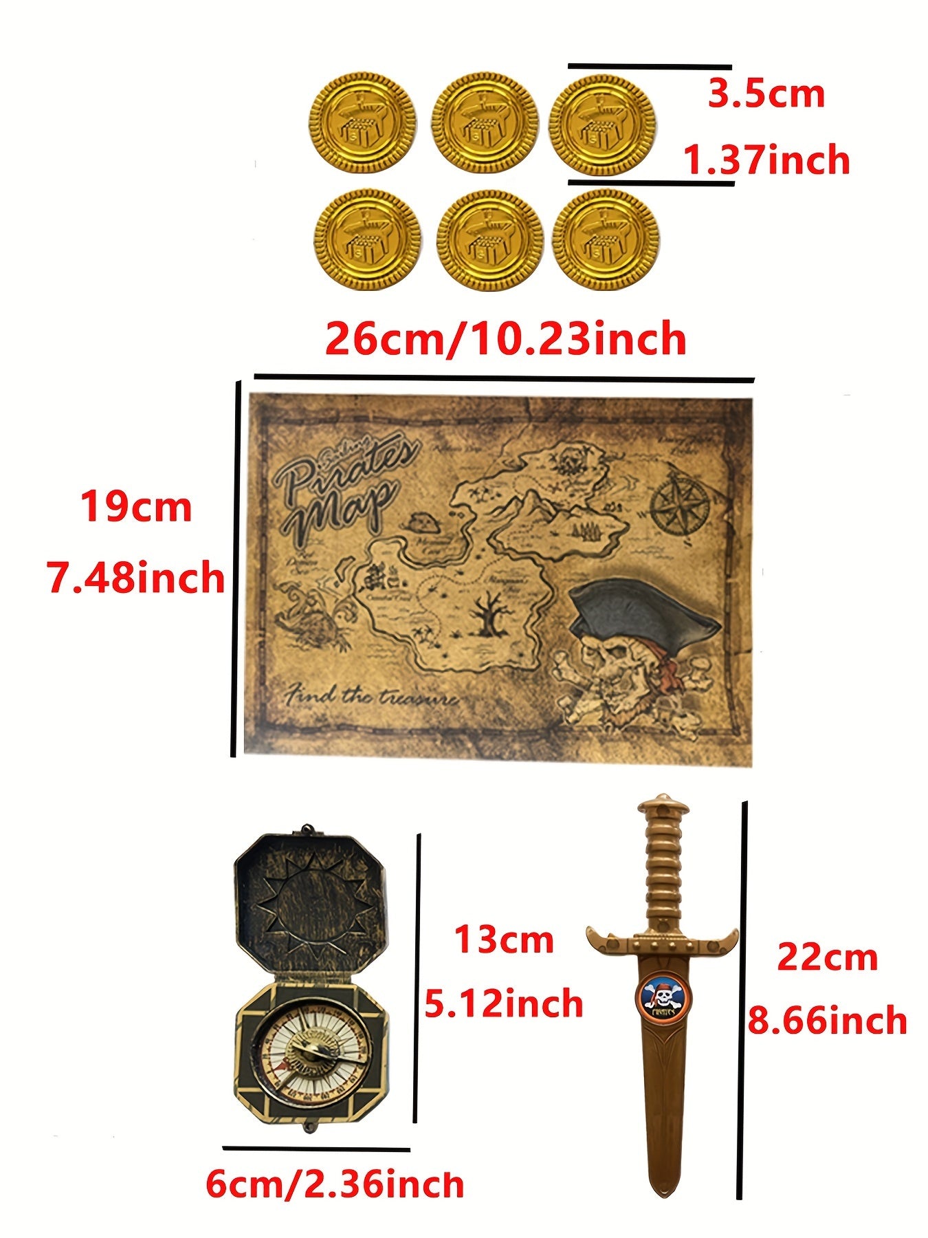 14Pcs/set Kid's Pirate Cosplay Costume, Pirate Captain Dress Up Set For Carnival Birthday Party Performance Clothing