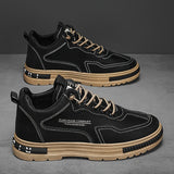 1pc Men's Lace-Up Sneakers - Casual/Retro/Street Style, All-Season, Solid Color, Breathable Low-Top Shoes with PU Upper, Fabric Lining, PVC Sole, Cloth Insole, Round Toe, for Daily & Outdoor Activities / Construction Work, Me