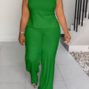 QF2364 Solid Color Summer Sleeveless Casual Suit