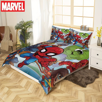 Authorized 3pcs Marvel Spiderman Bedding Set Featuring 1 Duvet Cover And 2 Pillowcases, Providing a Soft And Cozy Bedding Option for Bedrooms, Guest Rooms, And Dorm Decor.