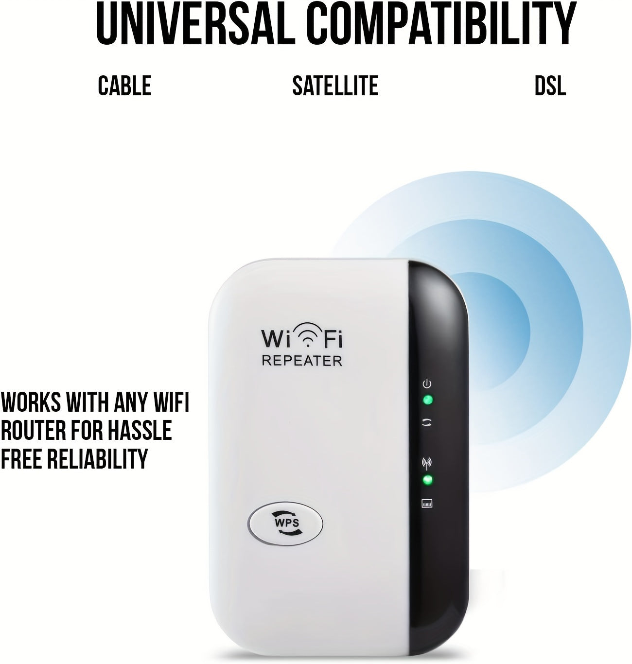 WiFi Range Extender Repeater 300Mbps, Wireless Signal Amplifier Router Booster, Power Adapter, 175V-265V Voltage, European Plug, No Battery Included