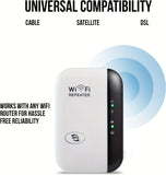 WiFi Range Extender Repeater 300Mbps, Wireless Signal Amplifier Router Booster, Power Adapter, 175V-265V Voltage, European Plug, No Battery Included