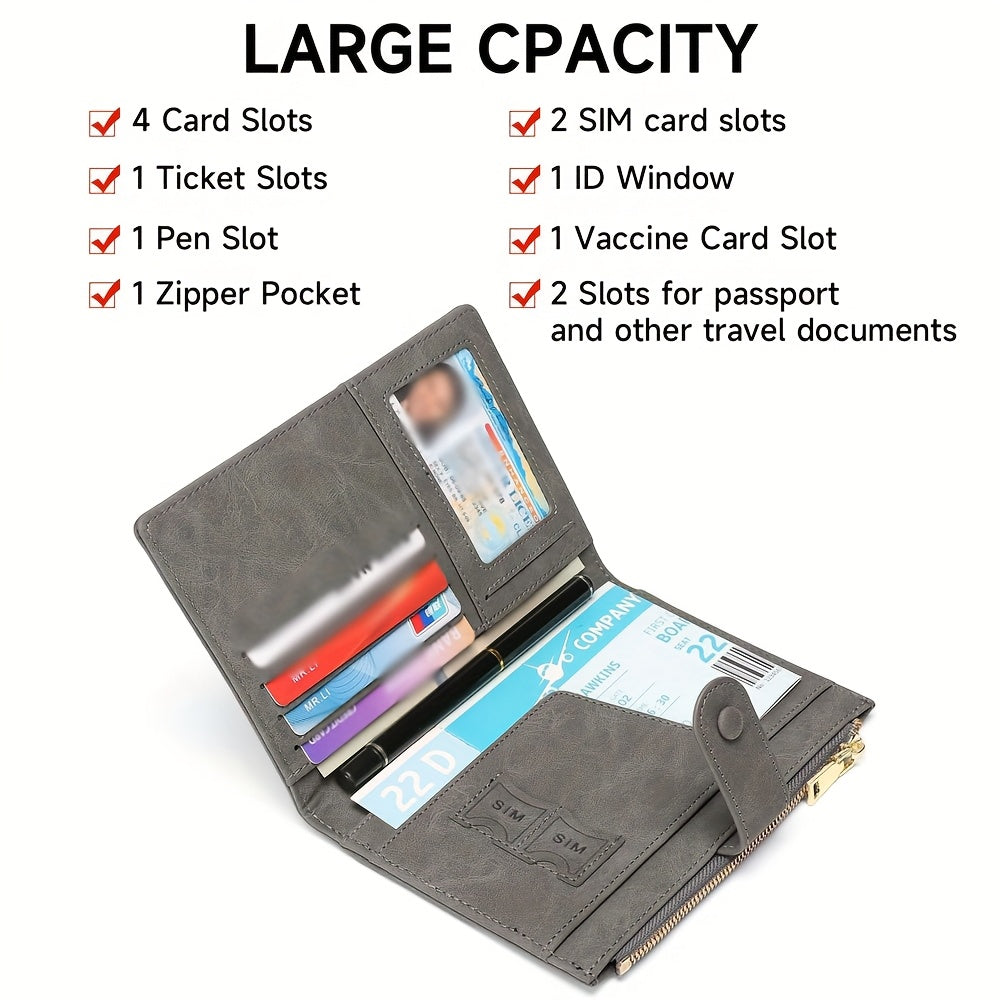Cartera de viaje antirrobo RFID de moda: espaciosa y segura, con cierre de cremallera. Ideal para pasaporte, tarjetas bancarias, tarjetas de crédito, fotos, DNI, tarjetas SIM y cambio. Ideal para salir, regalar y para personas con problemas.