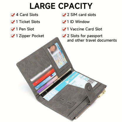 Cartera de viaje antirrobo RFID de moda: espaciosa y segura, con cierre de cremallera. Ideal para pasaporte, tarjetas bancarias, tarjetas de crédito, fotos, DNI, tarjetas SIM y cambio. Ideal para salir, regalar y para personas con problemas.
