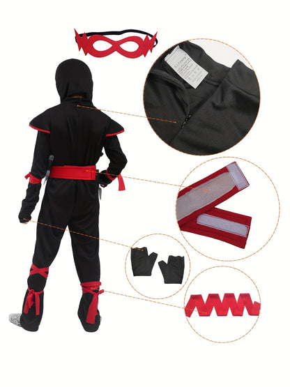 Disfraz de ninja para niños de Halloween, mono musculoso para cosplay, regalo de fiesta de cumpleaños elegante para niños