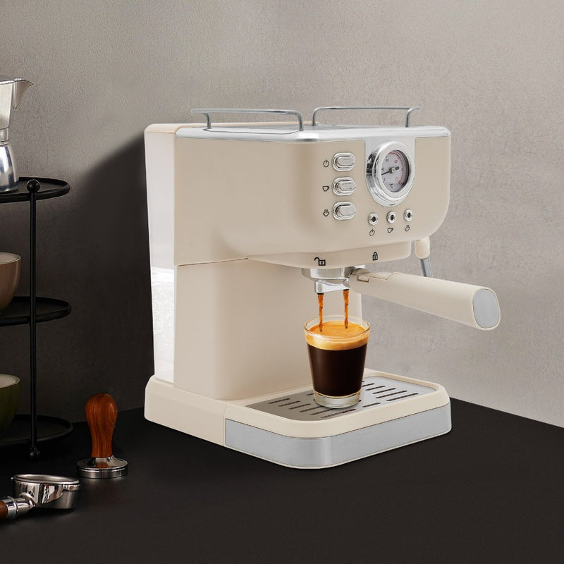 (White) Compact Espresso Coffee Machine Coffee Maker Suitable for Home Office Cafes and Hotels Used to Extract Espresso Comes with a Milk Frothing Function to Make Mocha Latte Cappuccino and Other Fancy Coffee
