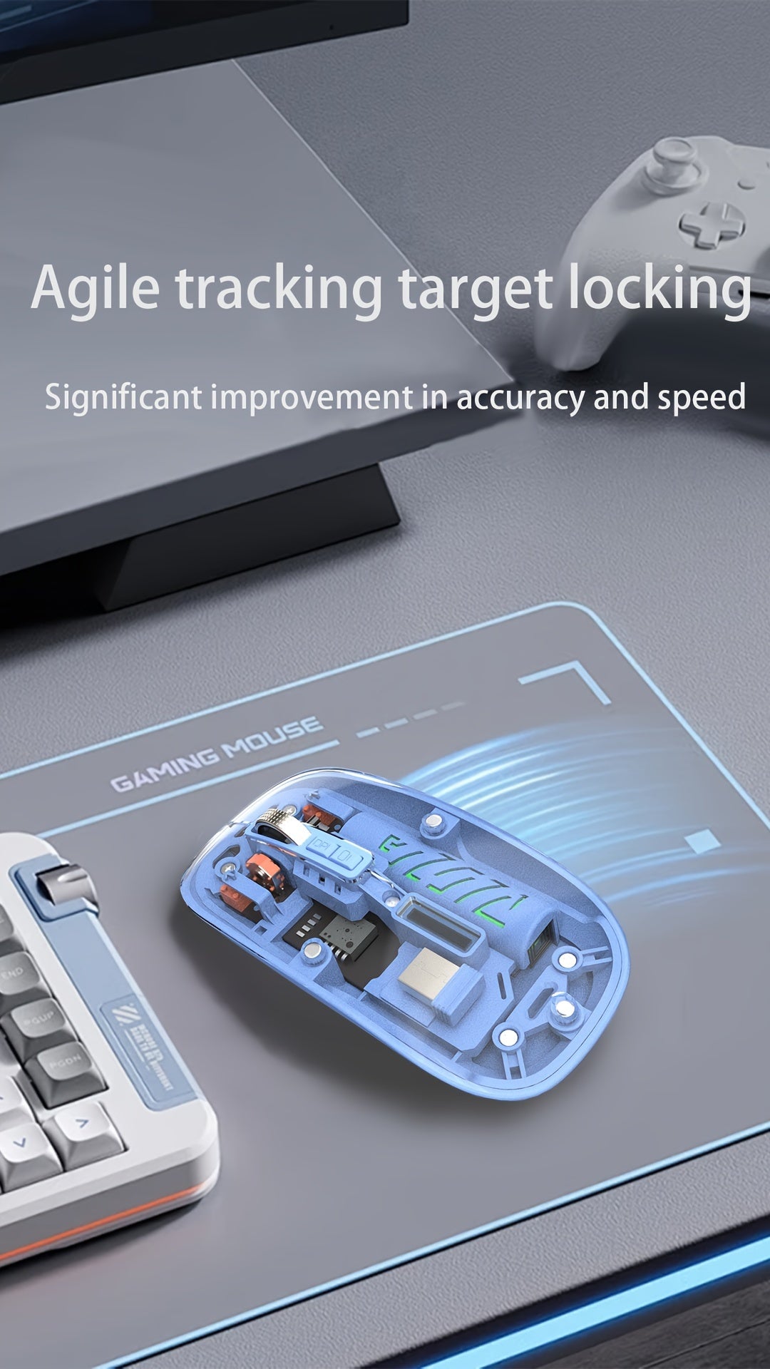 XNOIK Ambidextrous Rechargeable Wireless Mouse - Optical, 400mAh Battery, 2.4G & Wireless Connectivity, Silent Click, Multi-Device Compatible for Macbook Pro, Laptop, PC - ESports & Tech Themed