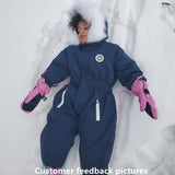 Girls' Boys' Outdoor Ski Suits Baby Winter Warm Hooded Jumpsuit with Zipper Pockets Outerwear Coat Overalls
