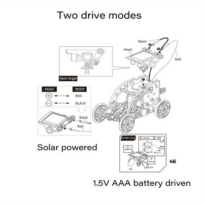 STEM 13-in-1 Solar Power Robots Creation Toy, Educational Experiment DIY Robotics Kit, Science Toy Solar + Battery Powered 2 Modes Building Robotic Set Kids To Build, Halloween, Christmas gift