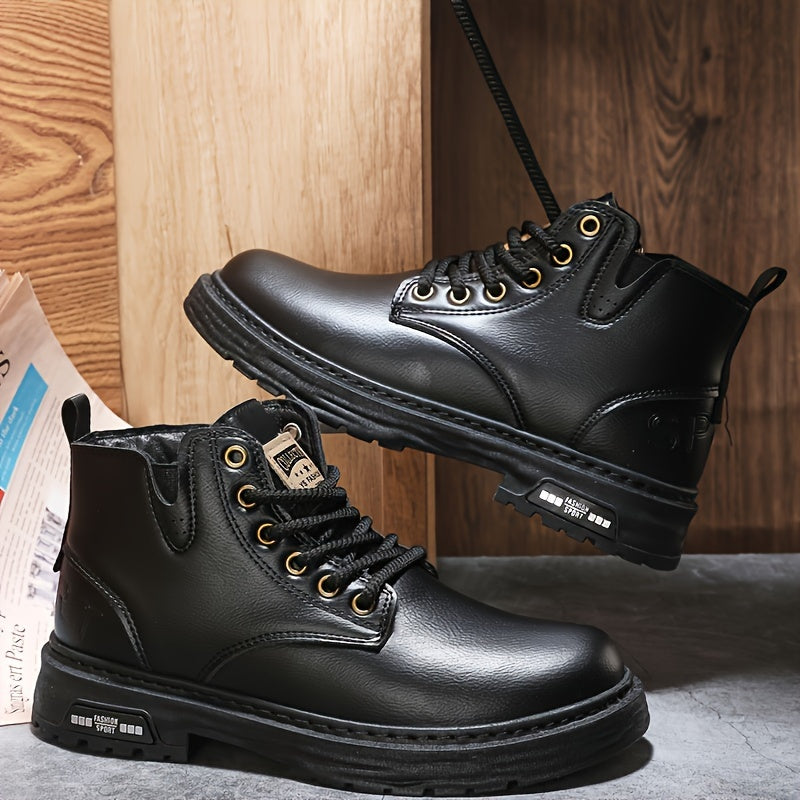 Botas vintage con cordones y cremallera lateral para hombre, resistentes al desgaste y antideslizantes para todas las estaciones.