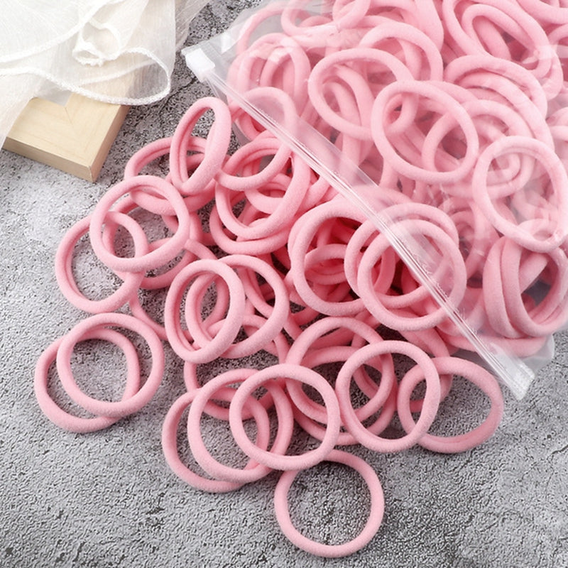 Juego de 50 bandas elásticas para el pelo para mujer, de 4 cm, de colores lisos y sencillos, accesorios para el cabello, coleteros.