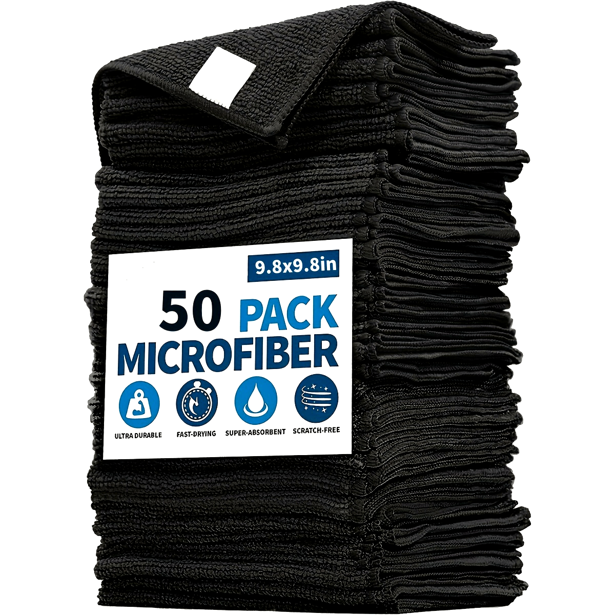 5/10/20/50 Pieces Black Flat Cleaning Cloth Set Soft And Quick-Drying Absorbent
