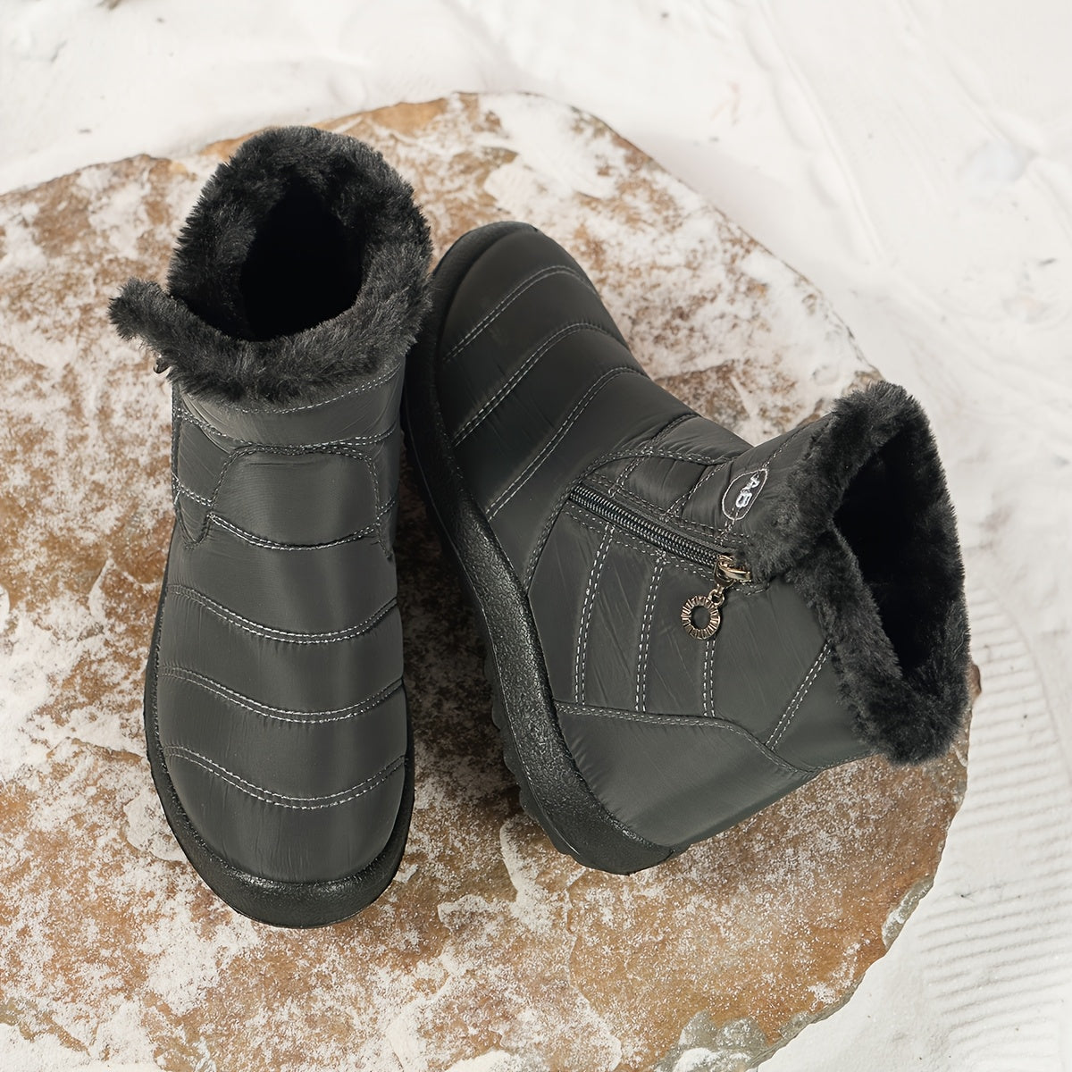 Nuevas botas de nieve cálidas de invierno para mujer, botas cálidas impermeables con cremallera lateral para mujer, botas de nieve para mujer