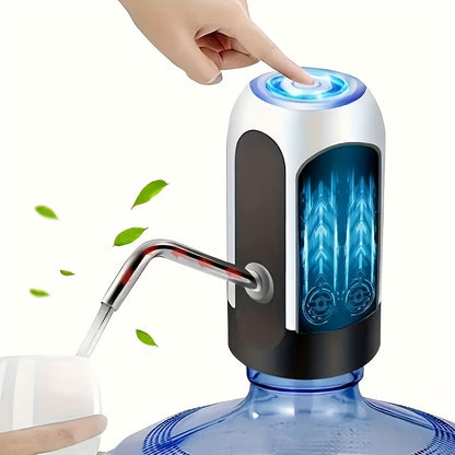 1pc, Water Bottle Pump, Electric Water Bottle Pump, USB Rechargeable Automatic Drinking Water Pump For Universal 11.36-18.93 L Bottles, Portable Camping Water Dispenser