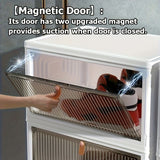 Caja de almacenamiento plegable multifuncional con puertas transparentes, ideal para ropa, libros y juguetes. Estilo clásico, para colocar en el suelo, parte trasera de plástico. Ideal para organizar el dormitorio, el baño, la oficina y la sala de estar.