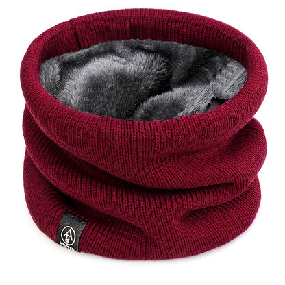 Soft & Warm Fleece-Lined Knit Scarf - Windproof, Cozy Double Layer Neck Warmer for Winter | Easy Slip-On Design | Perfect for Casual to Formal Outfits