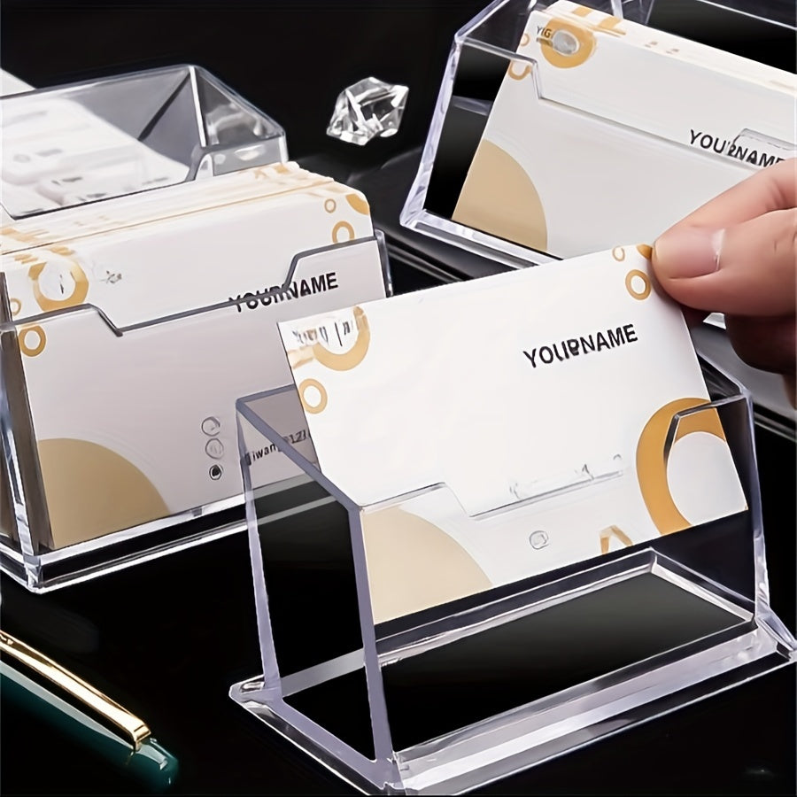 Clear Plastic Business Card Holder - PC Material - Organize Cards for Exhibitions and Office Desks